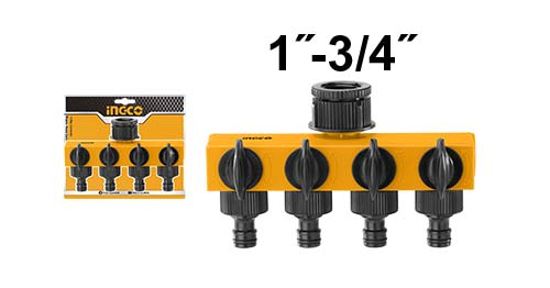 İNGCO 4'LÜ PLASTİK 1''-3/4 HORTUM KONNEKTÖRÜ -DAĞITICI