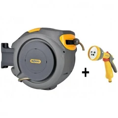 Hozelock  Duvara Monte 20 m Hortumlu Otomatik Geri Sarmalı Hortum Toplama Makara Seti + 3460H Multi Sprey Yuvarlak Başlıklı 5 Ayarlı Hortum Tabancası HEDİYELİ