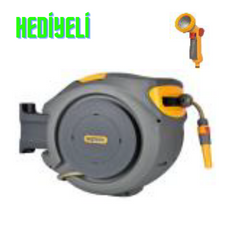 Hozelock Duvara Monte 30 m Hortumlu Otomatik Geri Sarmalı Hortum Toplama Makara Seti + 3535H Duş Başlıklı Hortum Tabancası HEDİYELİ